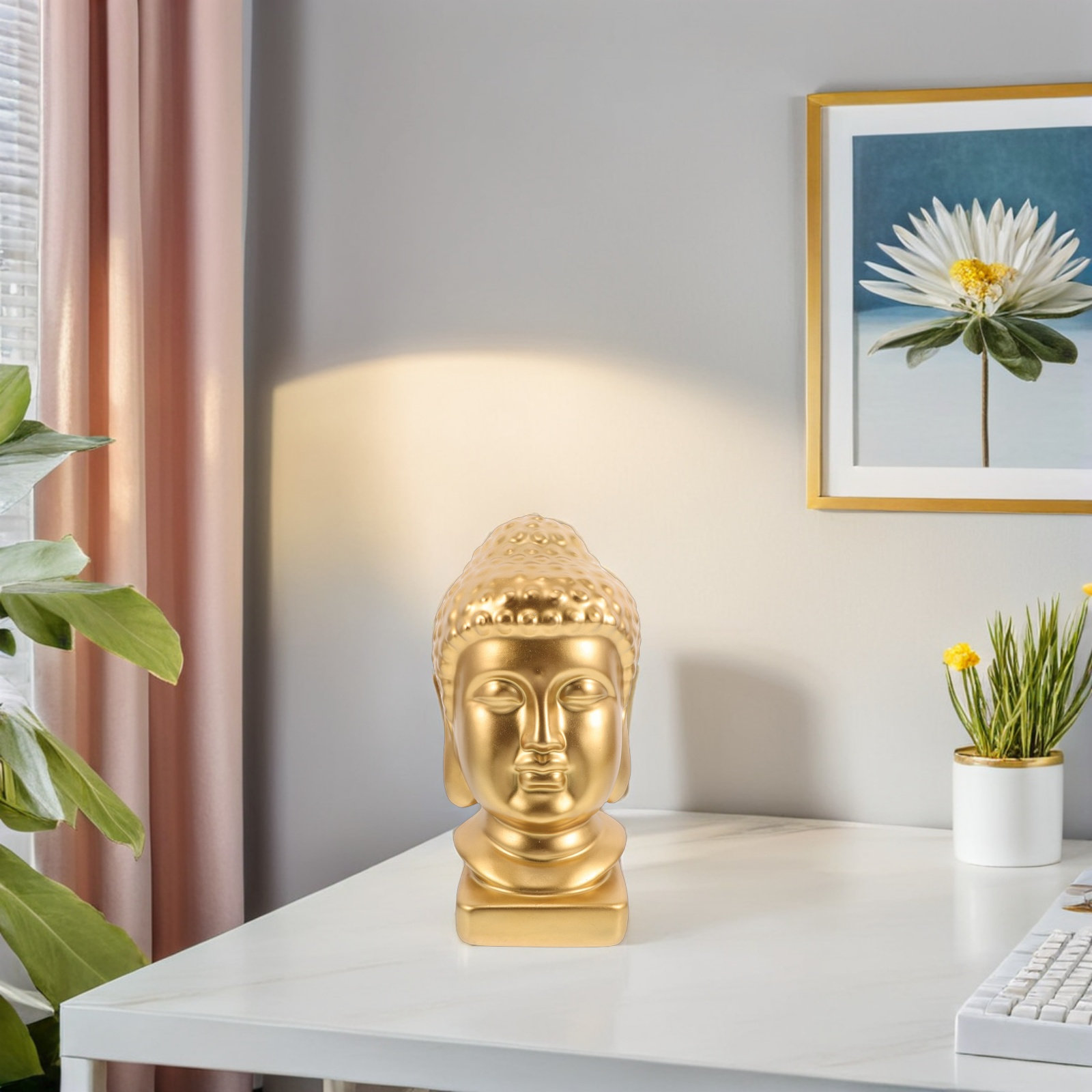 Resin Art Decor - Статуэтка головы Будды из смолы: элегантная,