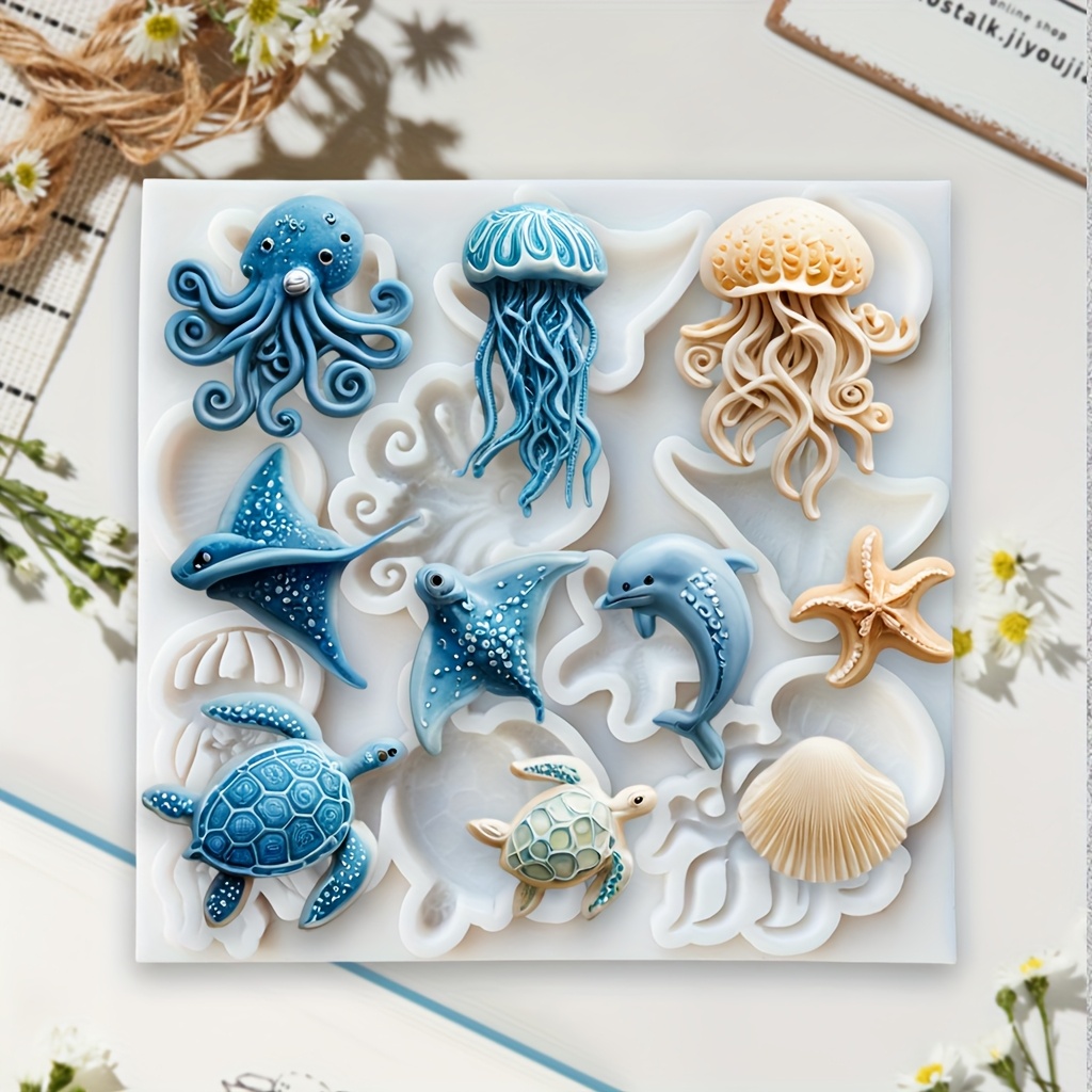 Resin Art Clay - Силиконовые формы для морских животных: осьминог,